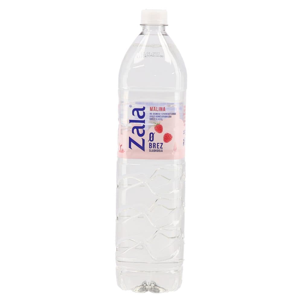 negazirana voda brez sladkorja, malina, zala, 1,5 l