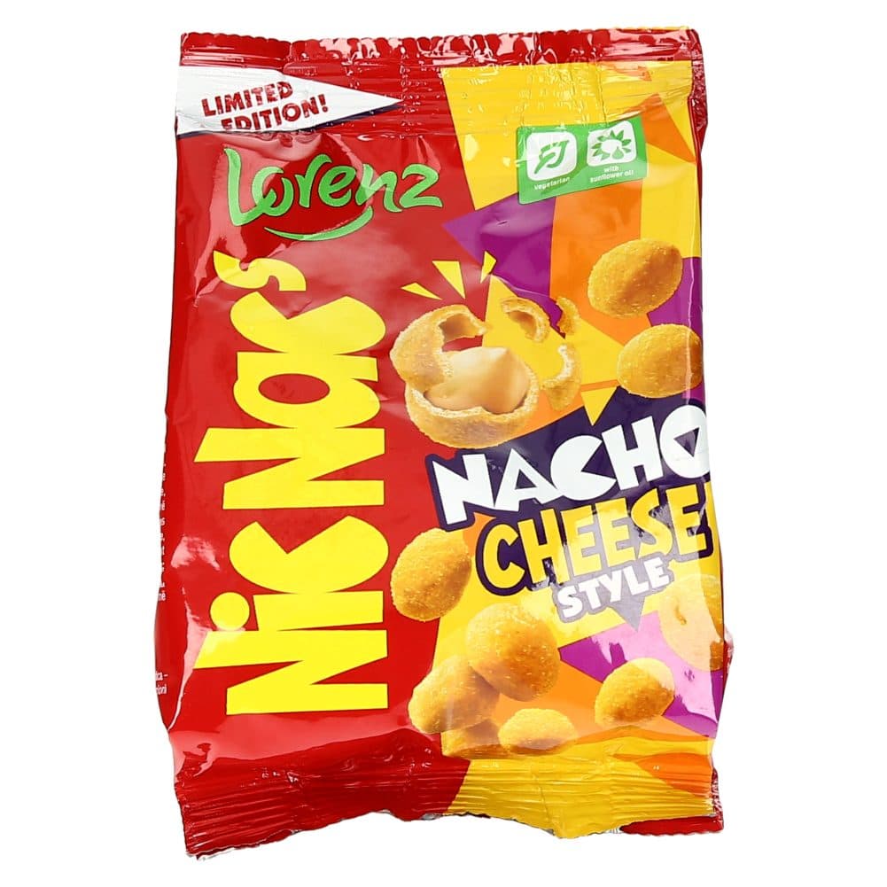 arašidi v pikantnem testu z okusom nacho sira, nic nac´s, lorenz, 110g