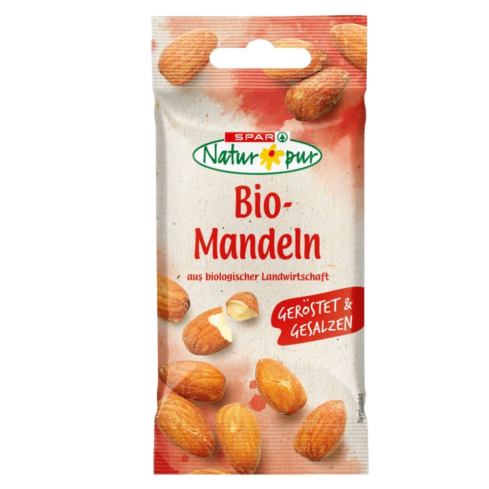 bio praženi in soljeni mandlji, spar natur*pur, 30g