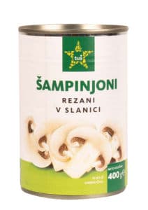 Šampinjoni Tuš v slanici, rezani, 400g