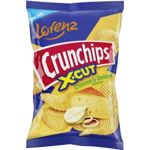 rebrasti krompirjev čips z okusom sira in čebule crunchips x-cut