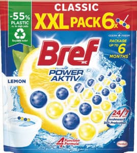 Osvežilec Bref, wc obešanka, Power Aktiv, Lemon, 6 x 50 g